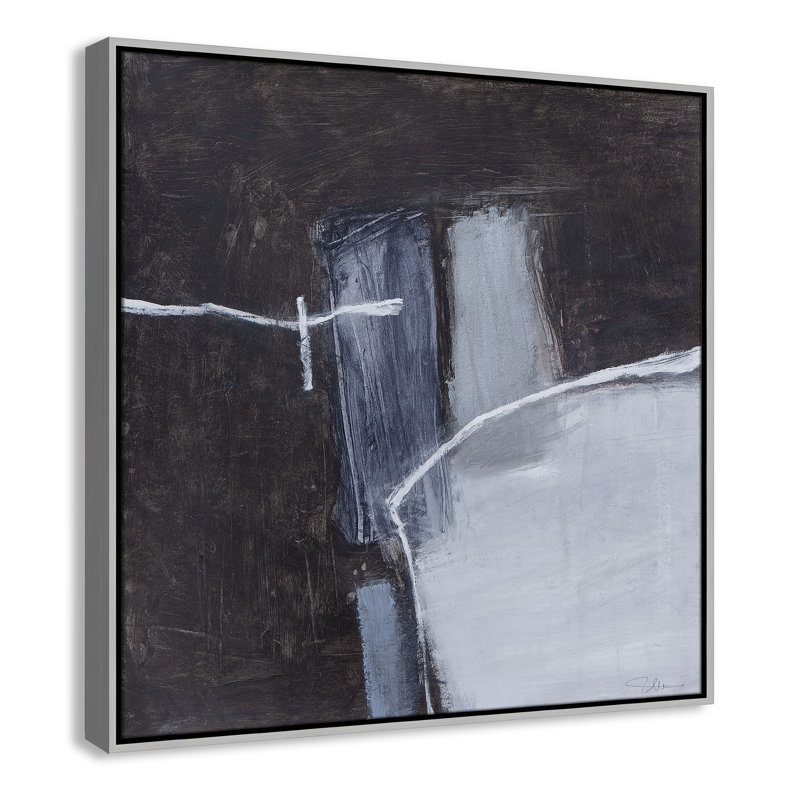 Graphite Gemstones I Print by Casa Fine Arts, 31.5" H x 31.5" W, Silver