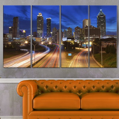 « atlanta horizon twilight blue hour », ensemble de 4 impressions sur toiles tendues
