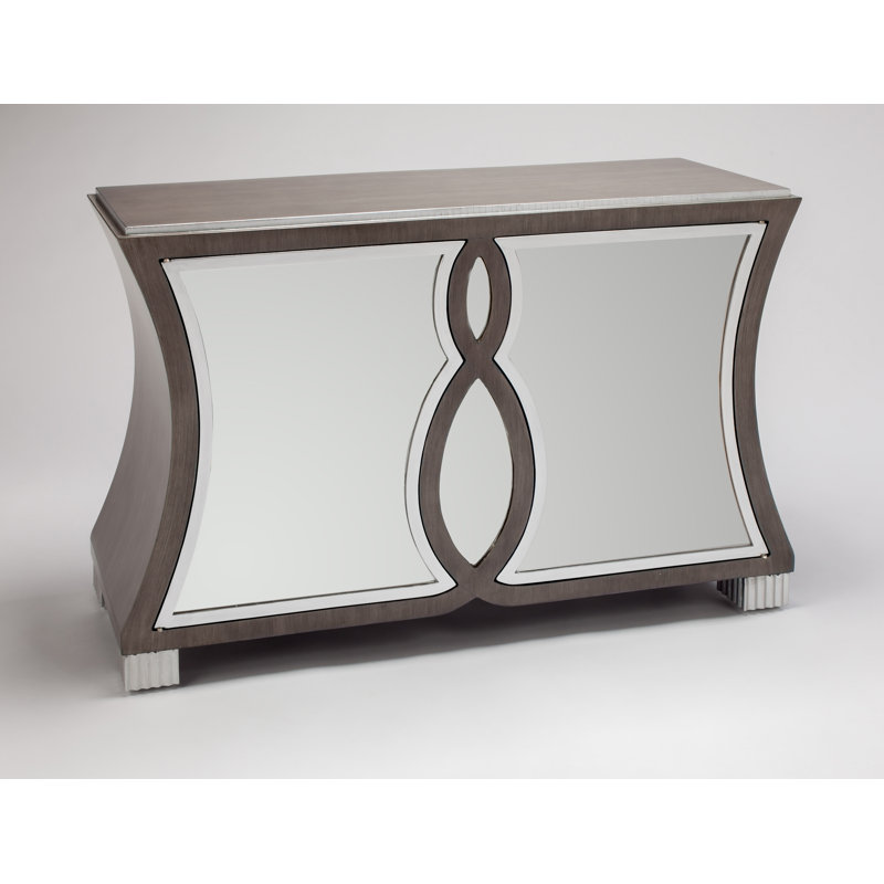 54.5'' Smoky Gray Mirrored Rectangular Sideboard