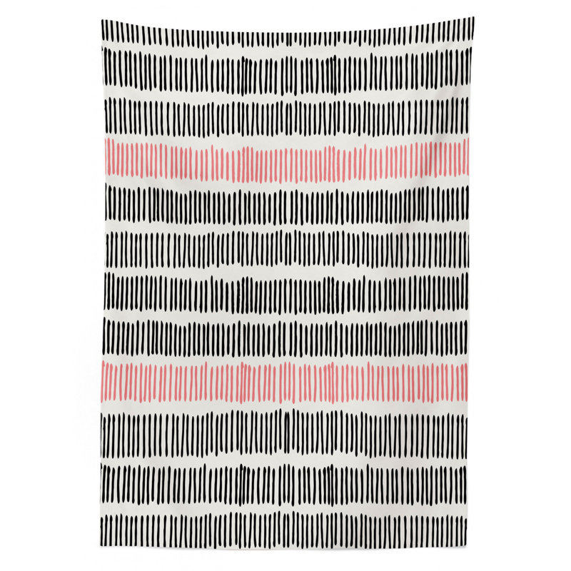 Abstract Pattern With Short Lines Chalkboard Geometric Simple Retro Artwork Print Tablecloth, 90" x 60"