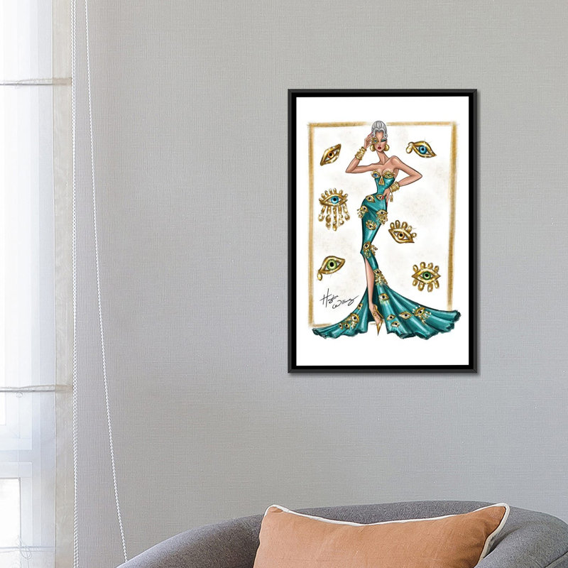 Tous les regards sur elle  , H 26 po x l 18 po, Impression sur toile flottante sans passe-partout, Noir