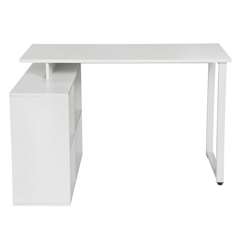 Gosia 116cm W L-Shaped Floating Desk, White/White