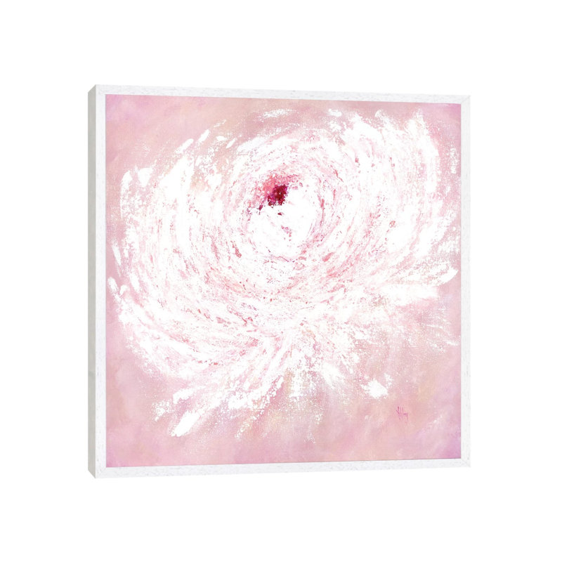 Pink Peony by Ashley Bradley - Print on Canvas, White Framed, 45.72 cm H x 45.72 cm W