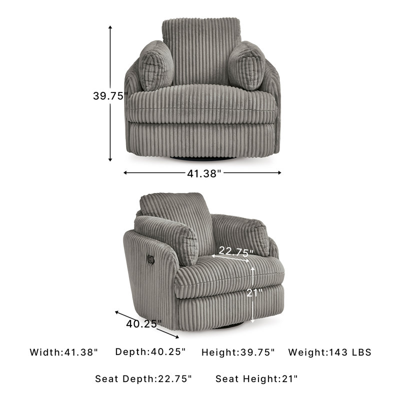 Cecyle Upholstered Recliner, Gray