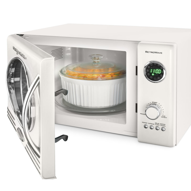 Nostalgia Retro 19" 0.9 cu ft. 800-Watt Countertop Microwave Oven, Ivory