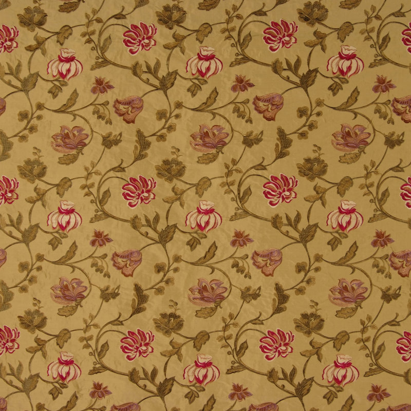 Premier Floral/Foliage Fabric, Burgundy/Red