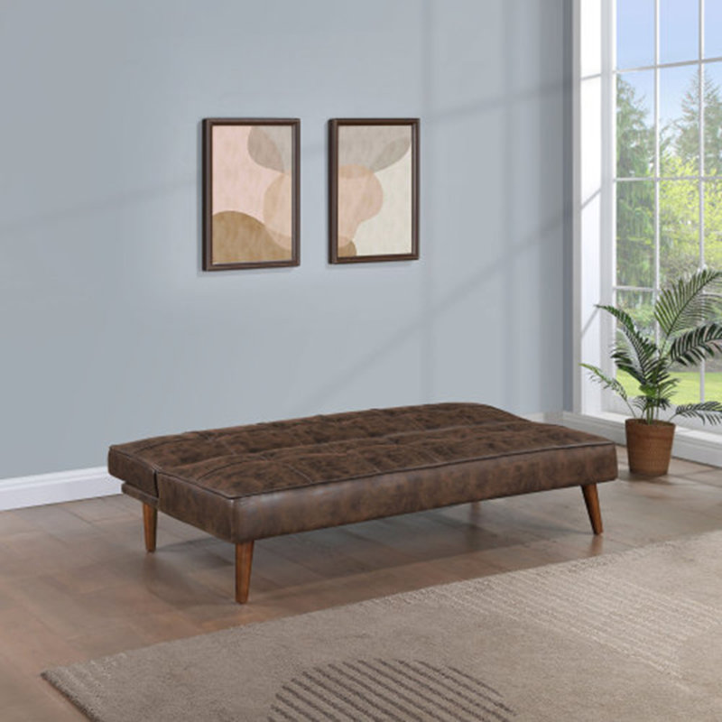 Saddle Upholstered Convertible Sofa Bed, Dark Coffee