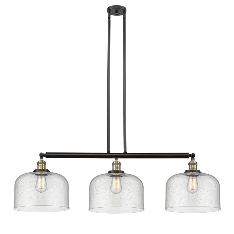 Bell - Luminaire suspendu pour îlot de cuisine 3 lumières 42 " , Grainé, Laiton antique noir, Ampoule non incluse