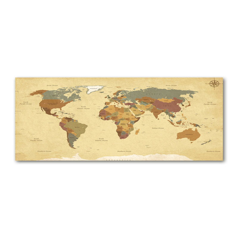 Political Map - No Frame Print on Canvas