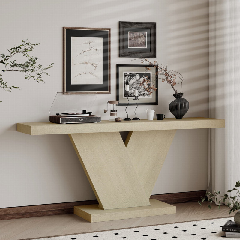 Console en bois massif Minerva, Imitation chêne