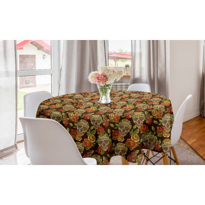 Runde Tischdecke, Diamant-Blumen-Blatt, Blumen, Hellgrün Gelb Orange