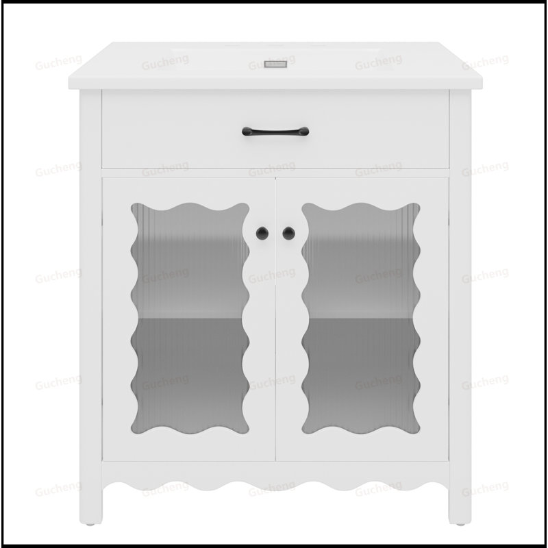 Meuble-lavabo de 31 po avec lavabo en céramique, Blanc
