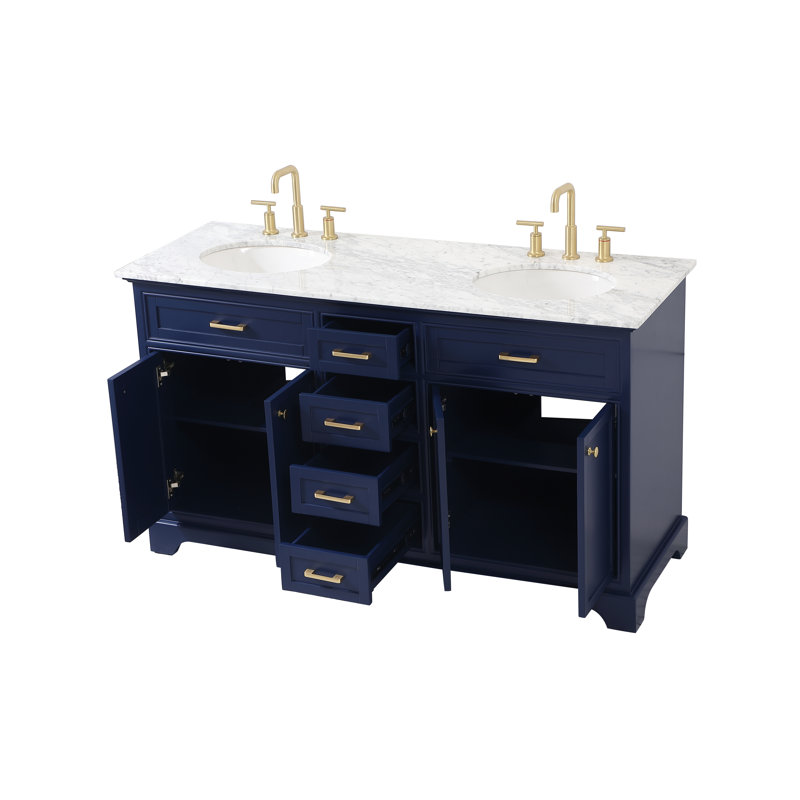 Ensemble de meuble-lavabo double 60 po Hermes, Bleu