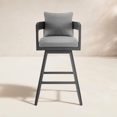 Evalyn Chalsie Metal Outdoor Stool with Cushion by Joss & Main