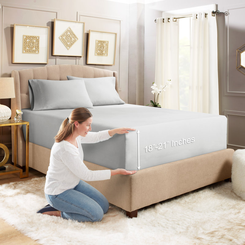 Microfiber Sheet Set, Silver Light Gray, California King Sheet Set with 2 Pillowcases