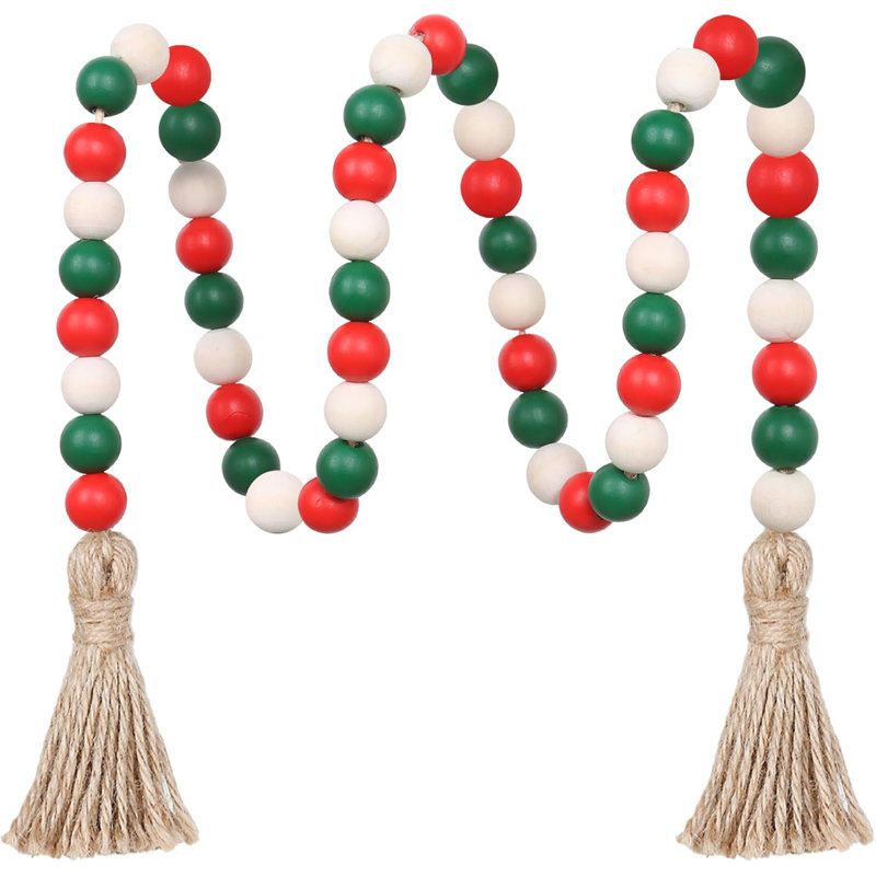 Guirlande de Noël en perles de bois, 39 po