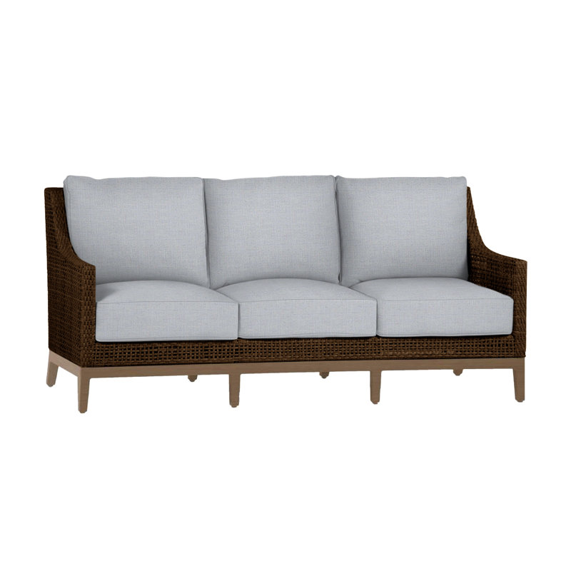 Canapé péninsule tissé - acajou / châtaignier, Acajou / châtaignier, Pas de passepoil + bourre standard, Lin chambray