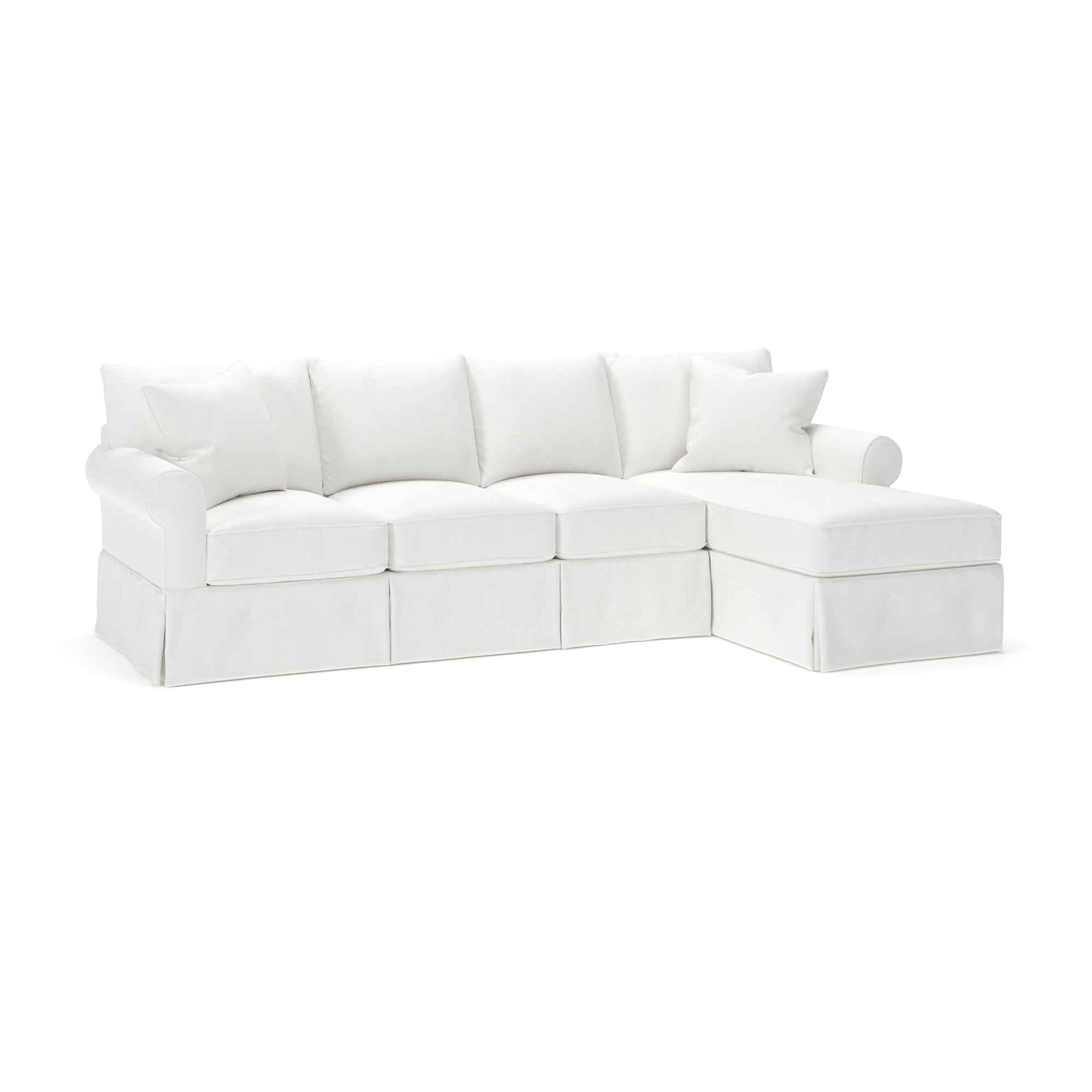 Amari Slipcovered Sectional with Sleeper Sofa, Classic Bleach White Twill, Right Hand Facing