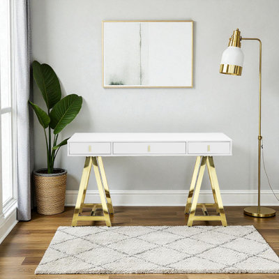 Bureau d'écriture à bascule moderne avec base dorée Pangea Home Griley