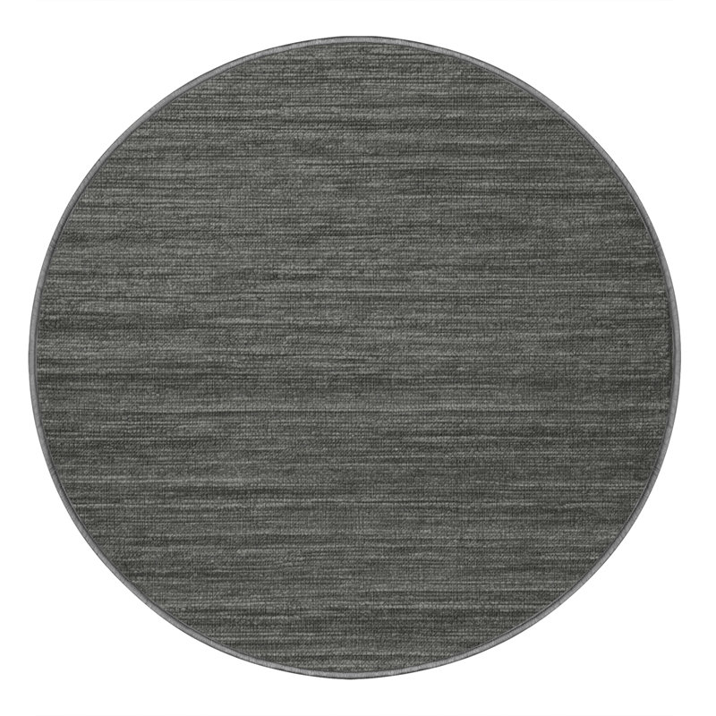 Machine Washable Solid Gray Area Rug, Round 6'