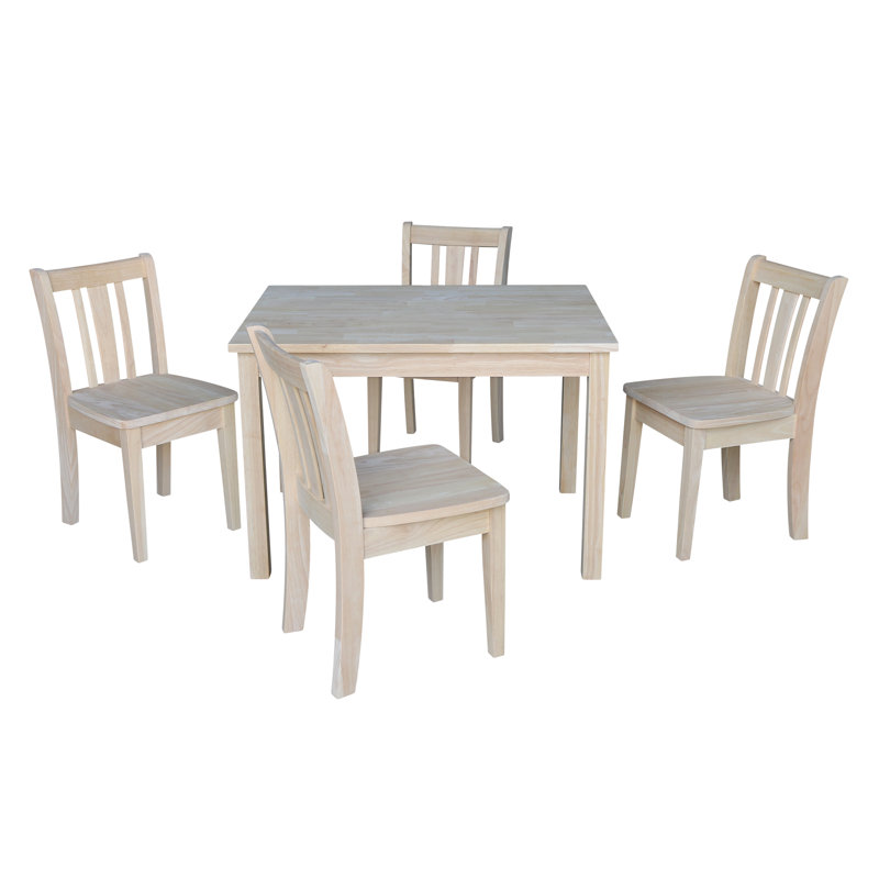 Ensemble de table rectangulaire et de chaises pour enfants 5 pièces Tobias, Sans finition