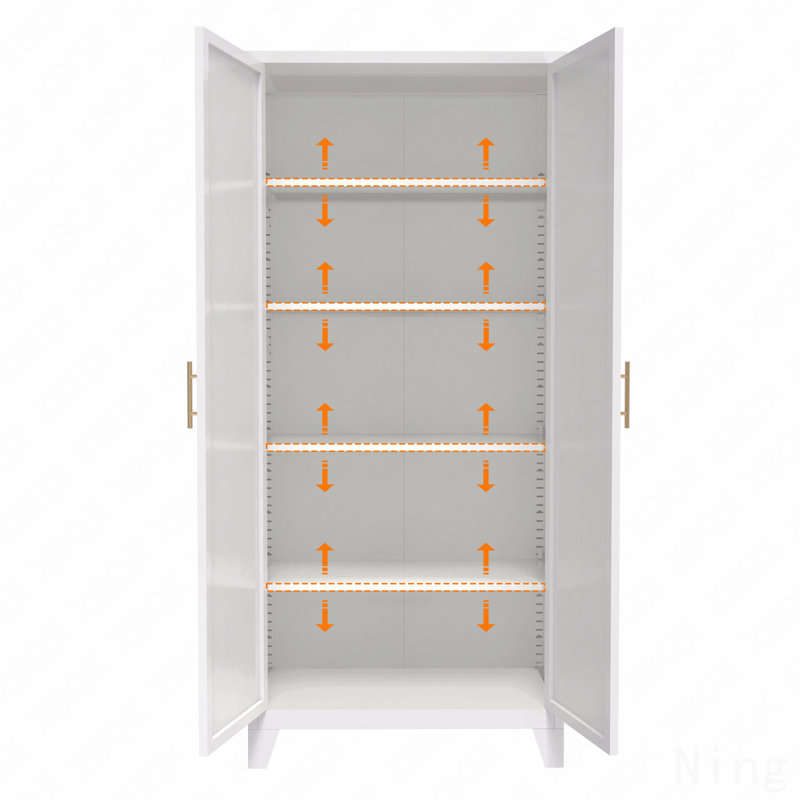 71" Metal Storage Cabinet With Adjustable Shelves - 2 Shapely Doors, White