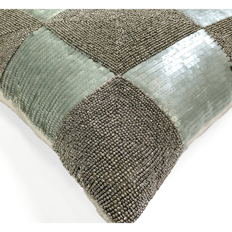 Checkered Throw Pillow, Gunmetal
