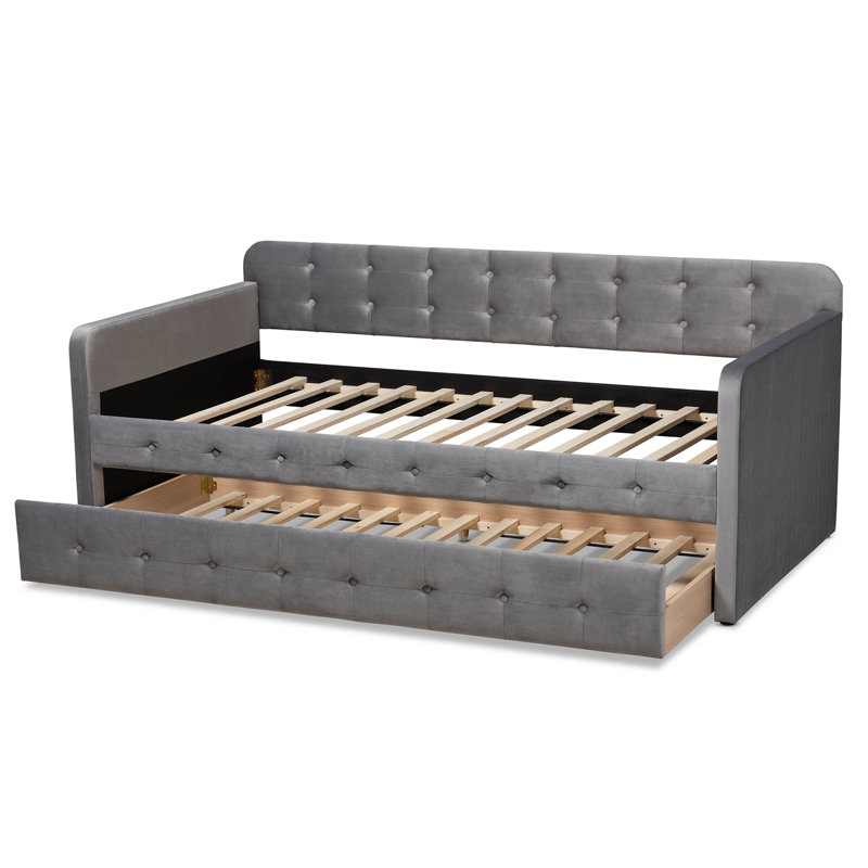 Lit de jour avec couchette Meroe, Lit simple, Gris