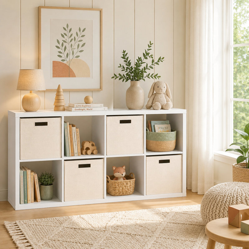 8 Cube White Storage Bookcase