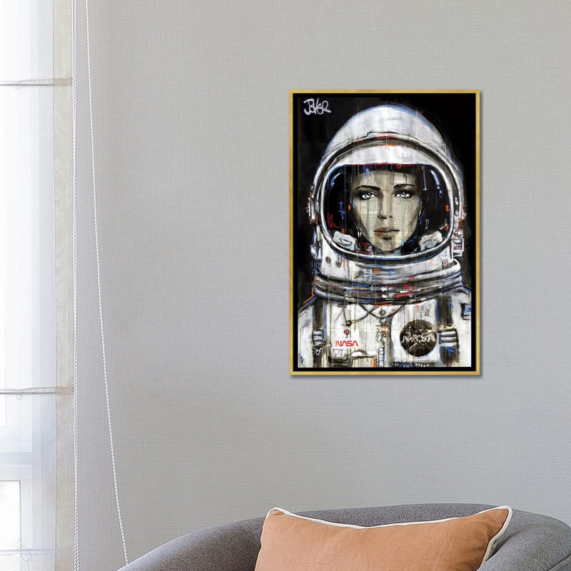 Impression d’art graphique cosmos de Loui, Pas de tapis, Toile encadrée d'or, H 26 po x l 18 po x 1,5 po