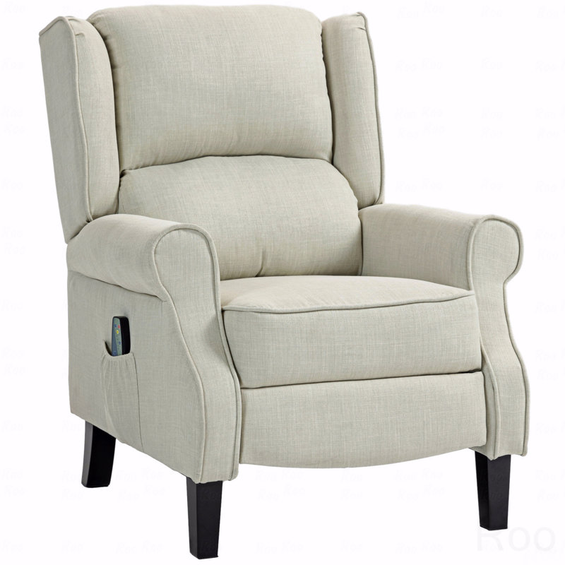 Fauteuil d'appoint inclinable de base pour le salon avec chaleur, canapé simple à oreilles, fauteuil d'appoint inclinable de base en tissu de lin moderne avec repose-pieds, poche latérale