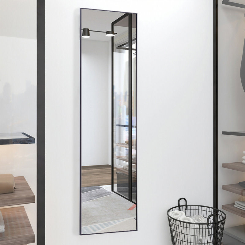 Modern Slim Frame Full Length Mirror, Black, 147cm H x 37 cm W