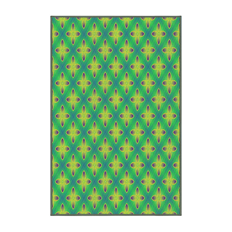 Tapis vert/jaune à motifs Ballarat, Rectangle 2 pi x 3 pi