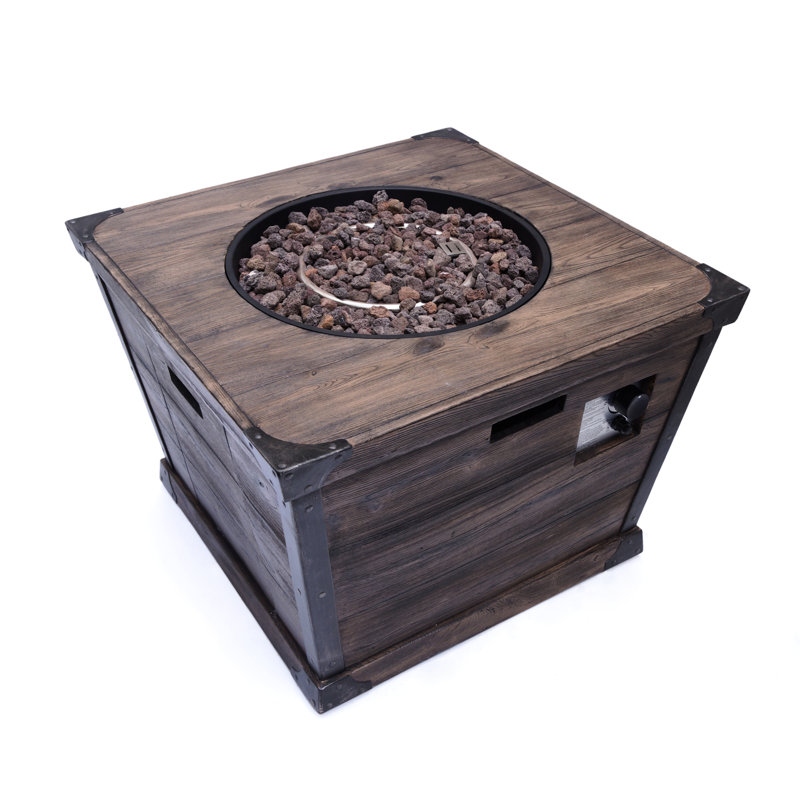 Square Brown Fire Pit Table - 40,000 , For Garden Enjoyment Brown, Outdoor Entertainment
