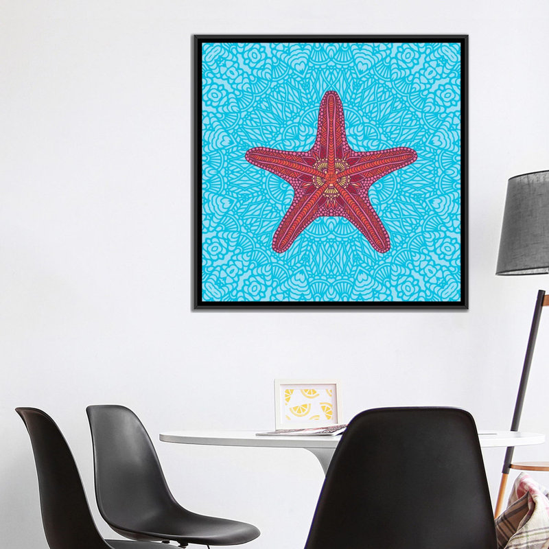 « starfish », impression sur toile tendue, H 37 po x l 37 po x P 1,5 po, Pas de tapis, Toile avec cadre noir