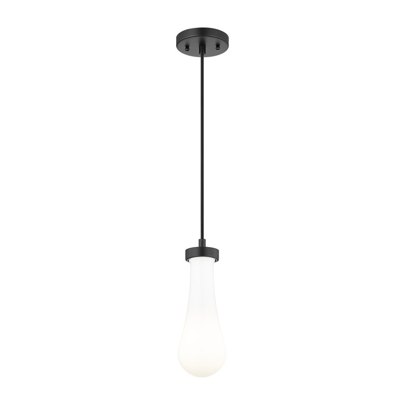 Luminaire suspendu 5 lumières Owego, Noir mat, Blanc brillant, H 11 po x l 4 po x P 4 po