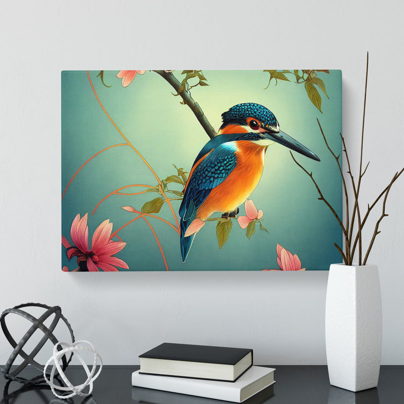 Precious Kingfisher Bird - Wrapped Canvas, 50cm H x 76cm W x 3cm D