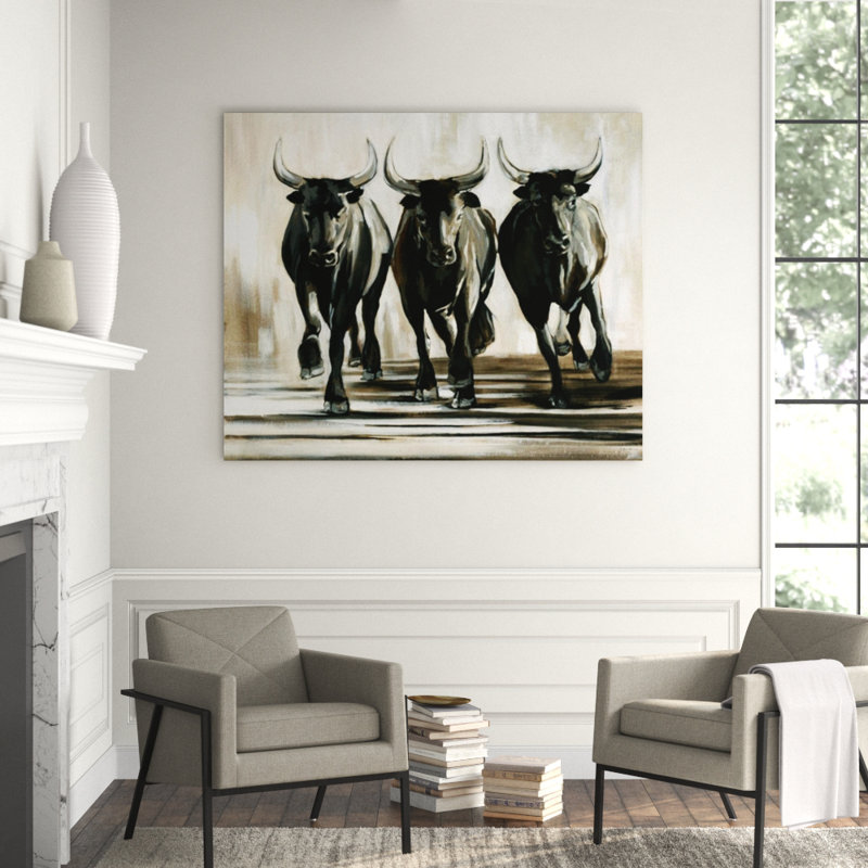 Running Bulls Print, 36" H x 43" W x 1.5" D, Image Brush Gel