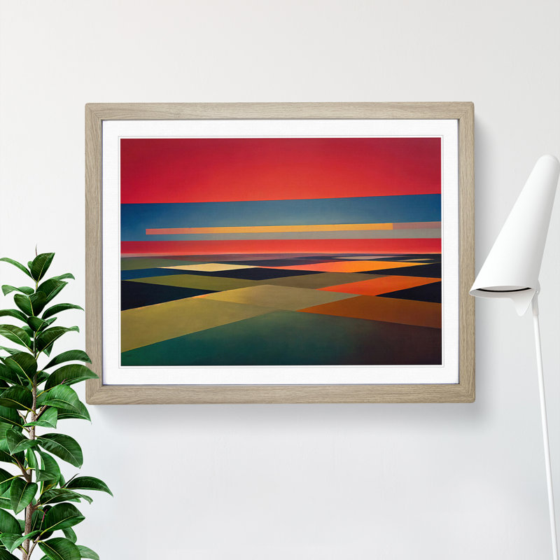 Abstract Landscape Meadow - Framed Print, 34cm H x 46cm W x 2cm D, Oak