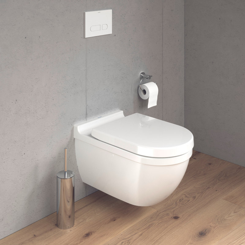 Duravit Starck 3 Wall Mounted Durfix Washdown Dual Flush Elongated Toilet Bowl (Seat Not Included)