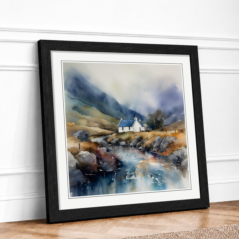 Scotland Watercolour - Framed Print, Black