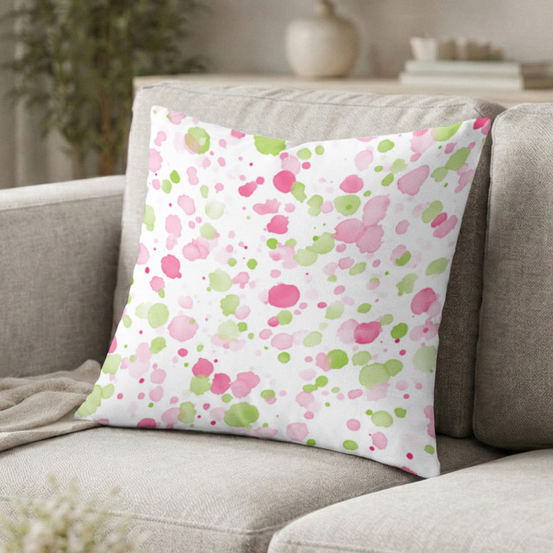 Coussin Modern Modern - coussin abstrait rose et vert, H 20 po x l 20 po