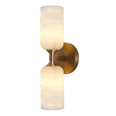 Applique murale moderne en albâtre, 14 pouces, 2 lumières à intensité variable, pour salle de bain effet marbre.