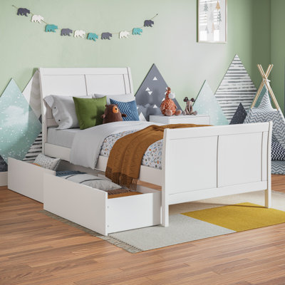 Fitzsimmons Solid Wood Platform Bed with Matching Footboard and Storage Drawers