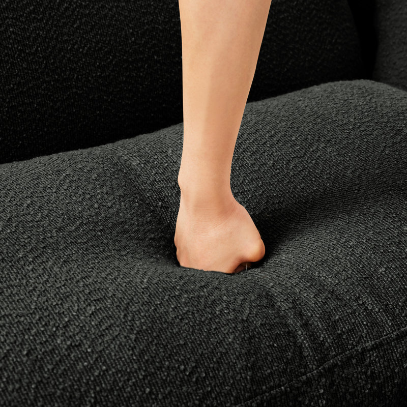 Canapé modulaire moderne en forme de U en tissu bouclé gris foncé avec repose-pieds distinctif en forme de coquillage et 2 repose-pieds pour le bureau