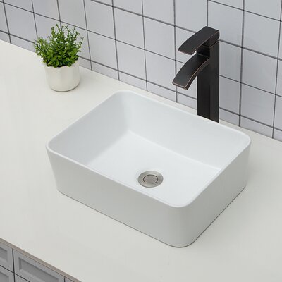 Sarlai 12'' White Ceramic Rectangular Vessel Bathroom Sink & Reviews ...