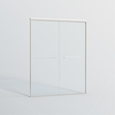 Stylish 56-60 In. W X 72 In. H Double Sliding Shower Door, Semi-Frameless Bypass Bathroom Sliding Door With 1/4" (6Mm) Tempered Glass For Walk-In Shower