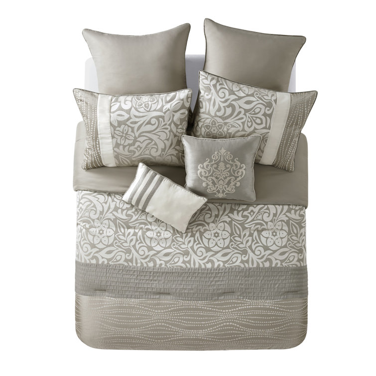 Rugeley Microfiber Reversible Quilt Set Alcott Hill Color: Taupe, Size: Queen Quilt + 2 Queen Shams