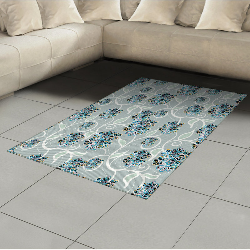Floral High Density Long Fiber Poly Threads Decorative Area Rug Carpet, Rectangle 4' x 5'8"