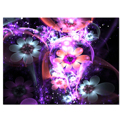 « dark mauve fractal fleur », reproduction d’impression sur toile tendue